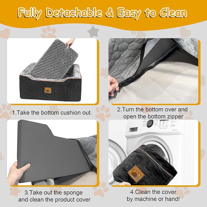 Dog Car Seat for Medium/Large Dog Booster Seat for Dogs Under 60 lbs or 2 Small Dogs, Multi-Functional Pet Car Seat with Thick Cushion, 2 Safety Leashes (BlackGray) - Image 6