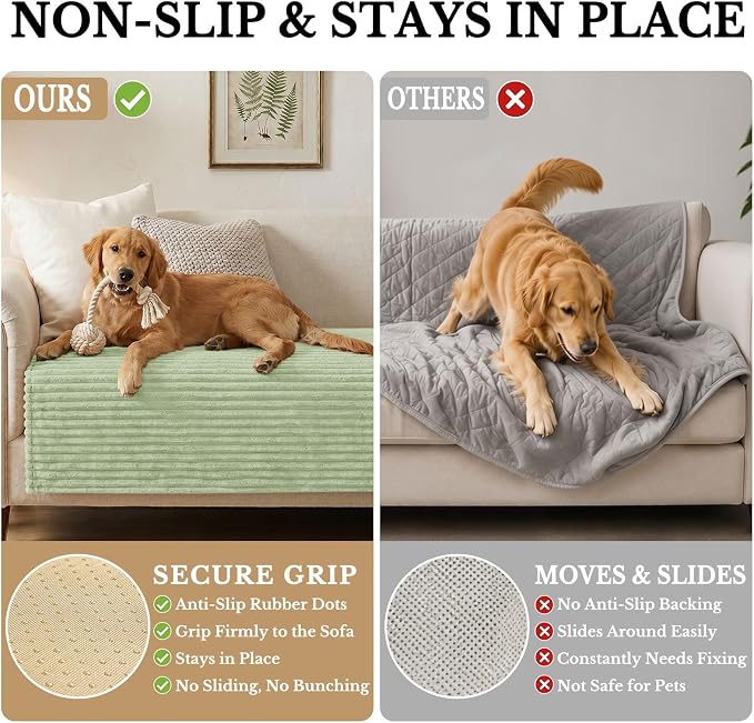 Smiry Waterproof Couch Cover for Dogs, Washable Non Slip Plush Protector | Waterproof Protection, Plush Flannel, Non Slip Backing, Pet Hair & Scratch Protection, Soft Cover (36" x 94.5") - Image 3