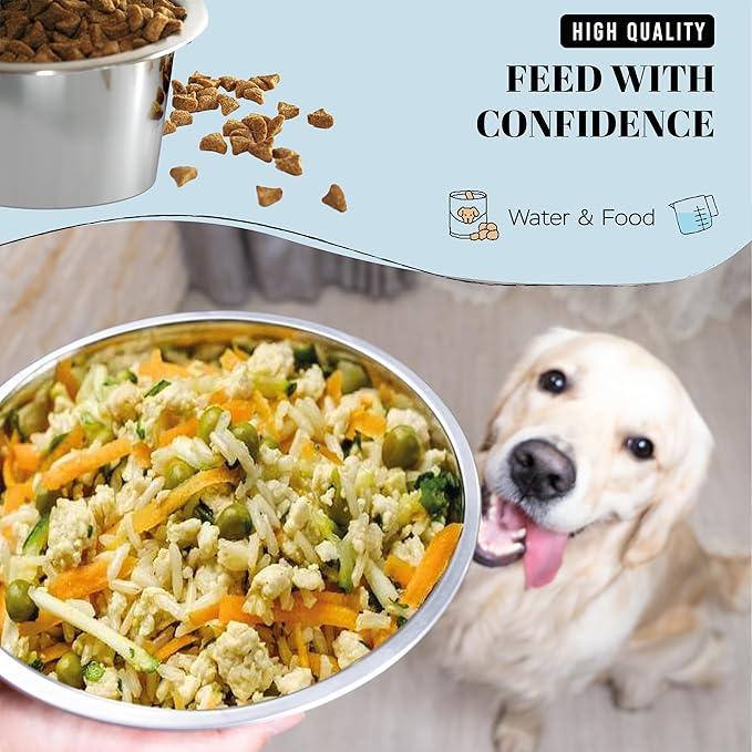 AVERYDAY 25oz Stainless Steel Dog Bowls Set, 2 Pack for Replacement Dogs Bowl Stand, 3.1 Cups Metal Dog Bowls, 6 Inch Small Medium Dogs Water Bowl for Raised Feeder with Opening 6.5-6.65" - Image 2