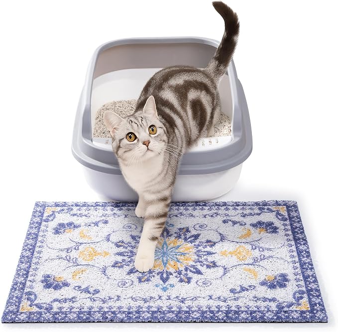 ondware Cat Litter Mat 20 x 15 in, Waterproof Non-Slip, Washable | Traps scattered litter, soft PVC mesh, paw-friendly, easy rinse clean, helps keep floors tidy by ondware