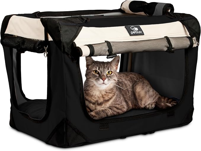 Cat & Dog Pet Carrier, Soft-Sided, Medium 20"x13"x13" Fits Most Cats or Small Dog, Comfortable for Travel & Vet Visits, Privacy Windows, Removable Plush Bed, Locking Zippers, Folds Flat by PetLuv