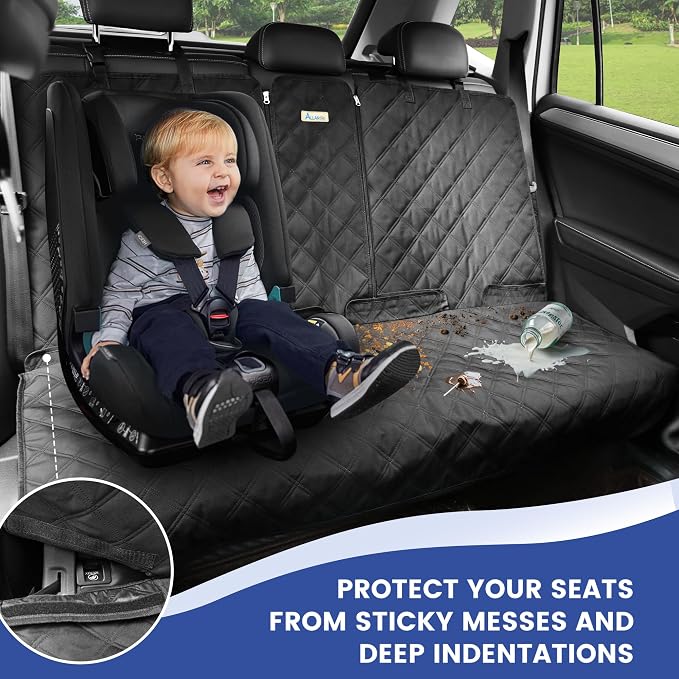 ALLANSING XL Back Seat Cover for Full‑Size Trucks Rear Bench, Zippered Center Armrest Opening, Heavy Duty 900D Waterproof Non‑Slip Car Seat Protector for Messy Kids & Drooling Dogs, Easy Clean (Black) - Image 3