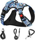 NESTROAD No Pull Dog Harness with Leash, Reflective No Choke Pet Vest Harness,Adjustable Soft Padded Dog Harness with Easy Control Handle for Large Dogs(Checkered Blue,Large) by NESTROAD