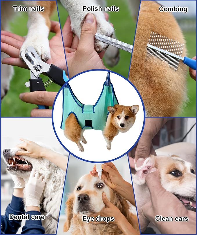 Kkiimatt Dog Pet Grooming Hammock,S Hanging Harness for Nail Clipping,Trimming Cutting Hammock, Sling Holder Helper for Small Dogs, Grooming Restraint Bag with Wide Strap Sewed - Image 3