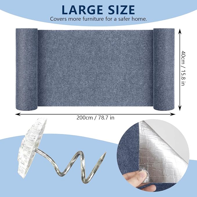 Scratch Pad for Cats 78.7x15.8 Inch Self-Adhesive Trimmable Anti Scratch Cat Pad – Furniture Protector for Couch Sofa Wall Door(Dark Gray) - Image 3