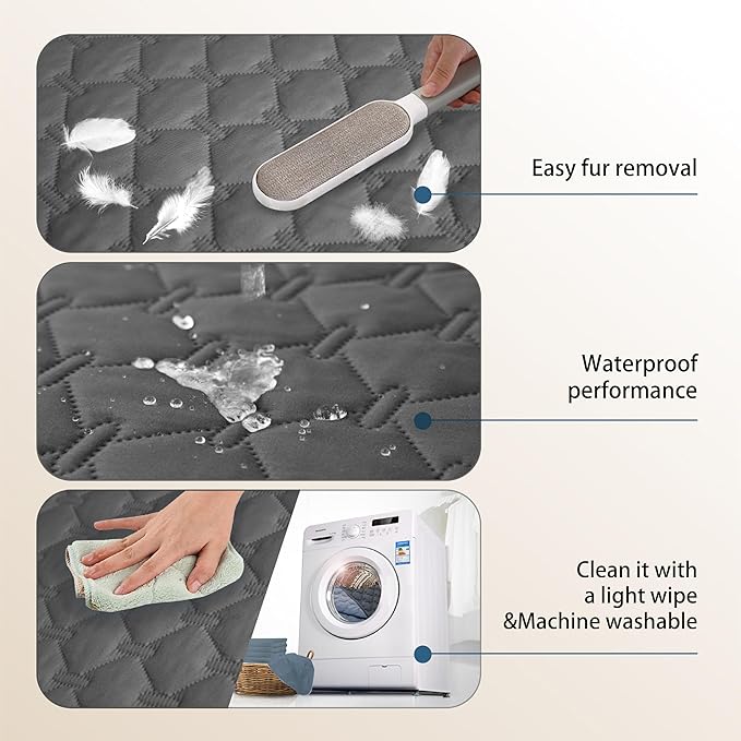 gogobunny 3X Stronger Waterproof Pet Blanket, Scratch Proof Furniture Protector for Dogs Cats, Reversible Cover 30x30 Inch, Dark Grey - Image 5