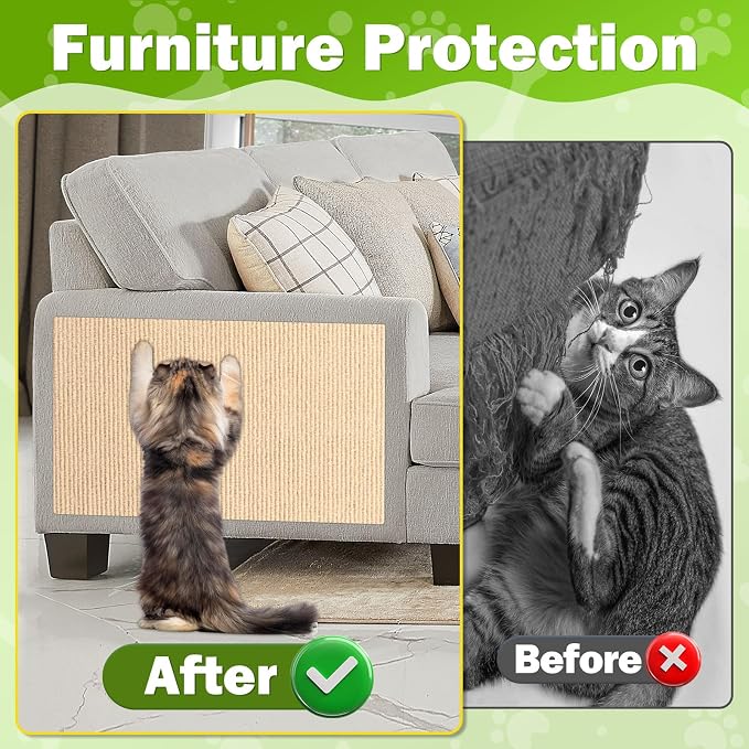 ENONCI 23.6x15.8 Cat Scratcher Mat, Self-Adhesive Cat Scratch Furniture Protector - Image 3