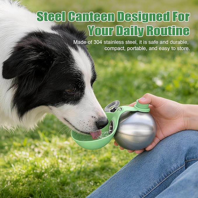 Portable Dog Water Bottle 10oz Stainless Steel Travel Dog Water Dispenser with Bowl No-Spill Puppy Water Bottle for Walking Hiking Small Dog Water Bottle (Mint Green) - Image 8