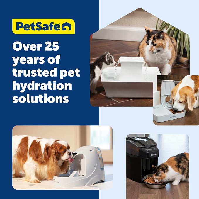 PetSafe Drinkwell Pagoda Ceramic Fountain, 70 oz, 2 Streams, Extra Filters | 2 Falling Water Streams Encourage Hydration, Cat & Small Dog Water Fountain, 4-Pack Carbon Filters and 2-Pack Foam Filters - Image 9