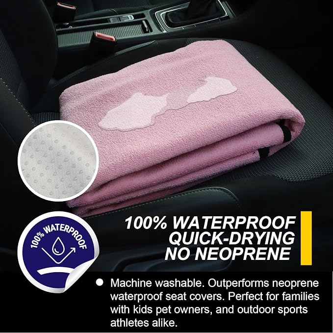 Back Seat Cover for Car Trucks Van SUV Jeep,Waterproof Rear Bench Towel Seat Covers for Dogs and Kids,Automotive Backseat Protector (Pink) - Image 3