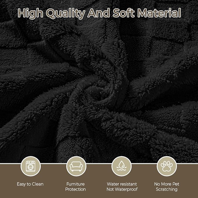 Foxdecor Couch Cover for Dogs Sofa Covers Non Slip Couch Pad Pet Friendly | Pet Couch Covers Washable Sofa Protector, Furniture Cover Couch Seat Protector for Living Room, Black 30x53 Inch - Image 3