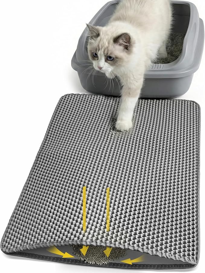 Cat Litter Mat 24x15 Inches, Honeycomb Double Layer Litter Trapping Mat, Waterproof Leakproof Urine Proof Cat Litter Box Mat for Cat Litter Box Area, Floor, Kitty Litter Rug by Unknown