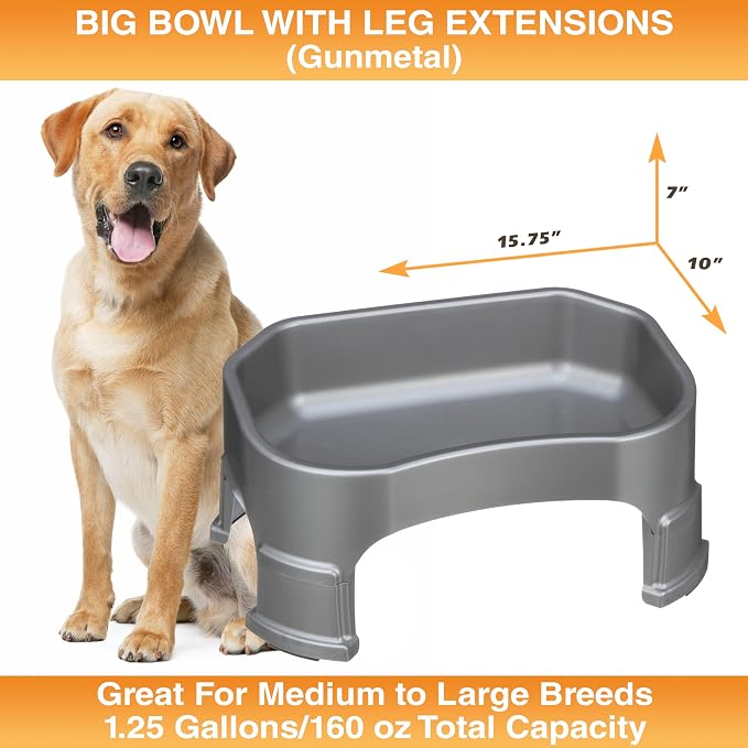 Neater Pet Brands Extra Large Water Bowl for Dogs, Elevated Outdoor Dog Water Bowl (1.25 Gallon XL Capacity), Big Trough Style Food Dish for Indoors or Outside, No Spill Large Dog Bowls, Gunmetal Grey - Image 6
