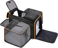 Pet Carrier, Large Soft Sided Expandable Travel Carrier with Steel Frame, Anti-Scratch Mesh, Removable Fleece Pad and Pockets for Cats, Dogs and Small Animals up to 15 lbs (Black, 4 Sides Expandable) by Handor