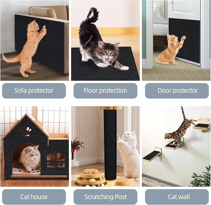 Cat Scratch Mat 120"x15.8", Cat Scratch Pad, Cat Couch Protector (Black) - Image 3