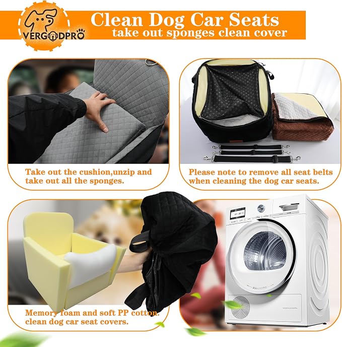 Dog Booster Car Seat for Medium/Small Sized Dogs,Memory Foam and Ultra Soft Fabric Car Pet Bed,Portable Travel Safety and Comfortable Dog Carseat with Washable Removable Cover,Thick Cushion（M-Black） - Image 6