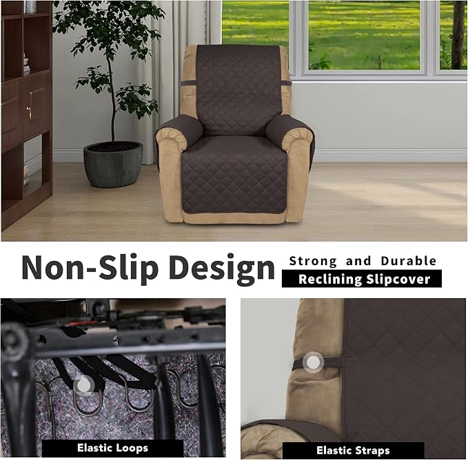 Easy-Going Reversible Couch Cover, Recliner 22 in, Chocolate/Chocolate | Machine Washable Slipcover For Dogs, Water Resistant Furniture Mat For Living Room, Non-Slip Sofa Cover, Pet Friendly - Image 3