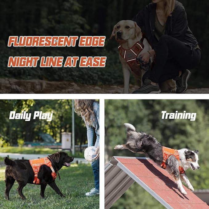 AUROTH Tactical Dog Harness for Large Dogs, Heavy Duty No Pull Pet Vest | Easy Control Handle, Adjustable, Reflective, Military K9, for Doberman Husky Walking Hunting Hiking, Bohemia Orange, X-Large - Image 6