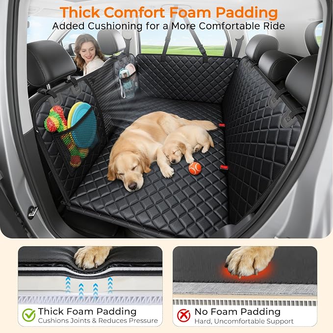 URPOWER Back Seat Extender for Dogs, Large Hard Bottom Dog Car Seat Cover | 550 lb Support, 45% More Space for Large & Multiple Dogs, 3 Large Panels for Stability, Foam Comfort, Waterproof 900D Oxford - Image 5