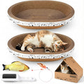 All-in-One Cardboard Cat Scratchers for Indoor Cats, Oval Cat Scratch Box & Lounger Beds Kitten Loves, Durable Cat Scratching Pads + Bonus Toys Couch Cat Scratch Protector by ROMOHOM