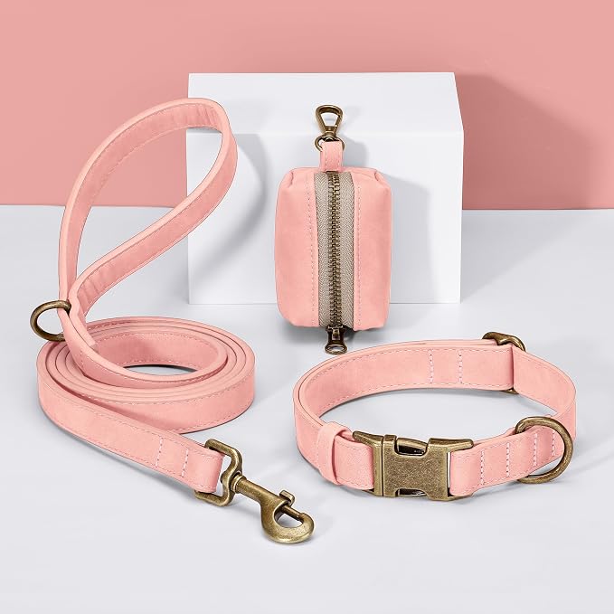 Didog Dog Poop Bag Holder for Leash, Stylish PU Leather, Pink | Easy Clean for Daily Walking, Quick to Install on Leash & Harness, Easy-Pull with Metal Clip, Includes 1 Roll Pet Waste Bag - Image 5