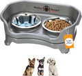 Neater Feeder Express Mess Proof Dog Bowls Elevated for Small Breeds Under 15 Lb, Made in USA, No Spill Raised Dog Food Bowl Stand, Stainless Steel Food and Water Bowl Set, Feeding Station, Grey by NeaterPets