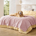 Bedsure ComfyFleece™ Waterproof Blanket for Bed, Twin（60"x80"） Blush Pink | Soft Plush Couch Bed Cover Corduroy Fleece for Furniture Protector, Cozy Calming Reversible Dog Blankets for Large Dogs Pet by BEDSURE