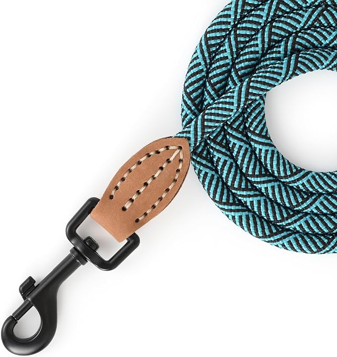 Mile High Life Dog Leash with Genuine Leather-Wrapped Ends, 4/5/6FT | Tangle-Free 360° Swivel Clasp Heavy Duty Rope Leash | Small Medium Large Dogs | Daily Walking (Green, 72 Inch, 1/3") - Image 8