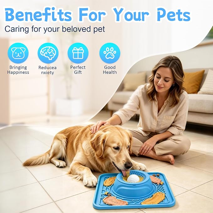 Slow Feeder Dog Bowl & Lick Mat,2-in-1 Dog Lick Bowl with Interactive Rolling Ball for Liquid and Thick Treats,Anti-Slip Dog Lick Bowl for Dogs & Cats - Image 8