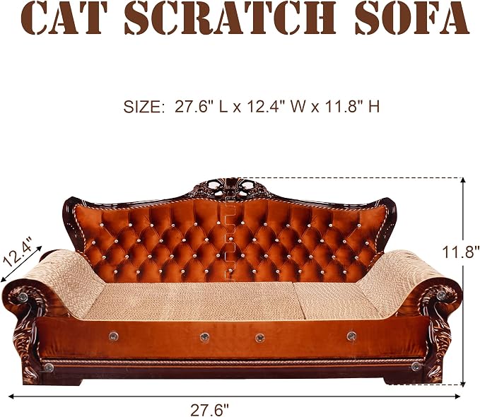 Sofa-Shaped Cat Scratching Couch & Lounge Bed - Thick Cardboard Cat Scratcher Pad (27.6" L x 12.4" W x 11.8" H) - Image 2