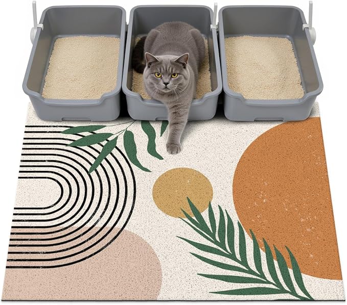 Cat Litter Mat Litter Trapping Mat, 40"x30" Waterproof Urine Proof Litter Box Mat Catcher Mat Non-Slip Washable for Kitty Kitten, Orange by Unknown