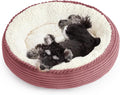 Love's cabin Round Donut Cat and Dog Cushion Bed, 24in Pet Bed for Small or Medium Dogs, Anti-Slip & Water-Resistant Bottom, Soft Durable Fabric Pet Beds, Washable Calming Cat Bed Dusty Rose by Lovescabin