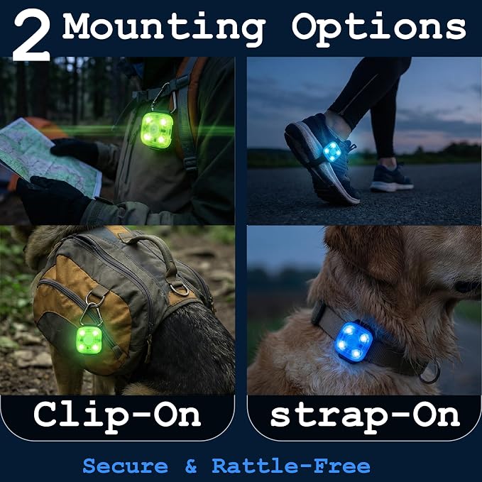 Dog Collar Light, Rechargeable LED Dog Safety Light for Night Walking, Clip-On or Strap-On Pet Light for Collar, Harness and Leash, High Visibility, Water-Resistant, USB-C, White - Image 3