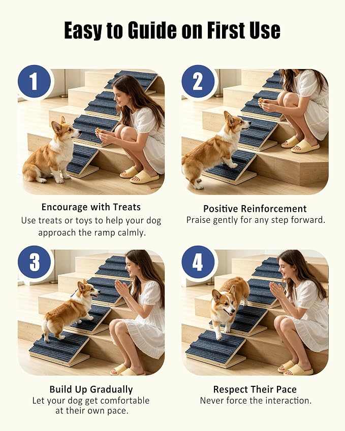 Dog Ramp for Stairs for Small Dogs Up to 40 lbs - Adjustable Dog Stair Ramp with Non-Slip Carpet, Foldable Pet Ramp for Stairs, Dog Ramp Stairs for Senior Dogs, Puppies, Bed, Sofa (8-Pack) - Image 7