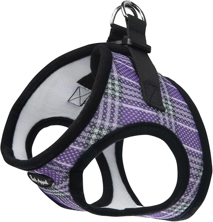 Bark Appeal Lavender Plaid Step-in Dog Harness for Small to Medium Sized Pets – Updated Sizing, Re-Measuring is Essential – Soft Vest Harness – Anti-Choke with Adjustable Strap & Heavy Duty Clip – M by BarkAppeal