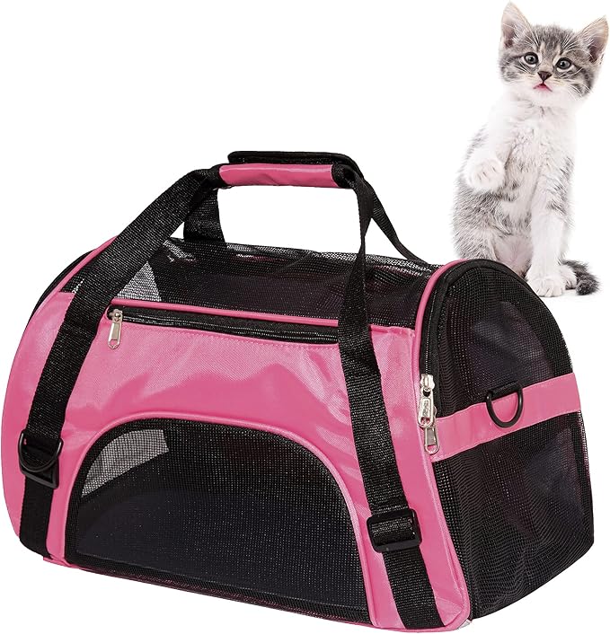 MuchL Pet Carrier Soft-Sided Carriers for Cat Carriers Dog Carrier for Small Medium Cats Dogs Puppies Pet Carrier Airline Approved Cat Dog Pet Travel Carrier (Medium,Pink) - Image 3