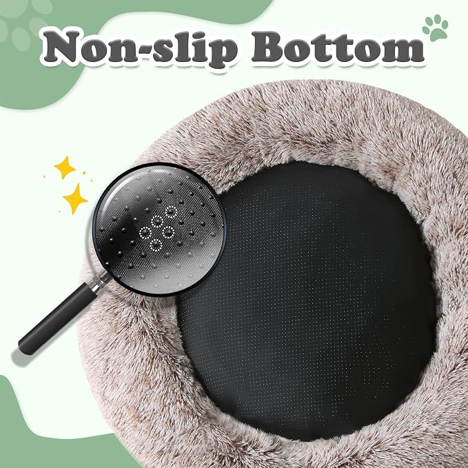 JOLLYVOGUE Dog & Cat Bed, Calming Anti-Anxiety Pet Bed for Small Dogs, Fluffy Donut Cushion for Small and Medium Pets (20") - Image 3