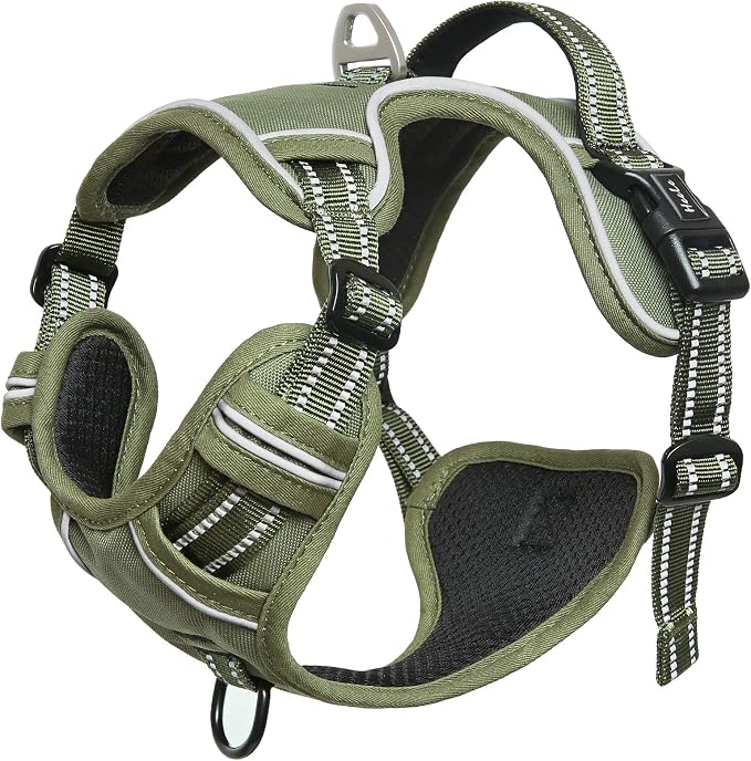 HEELE Dog Harness, No Pull Adjustable Padded Reflective Harness for Small Medium Large Dogs with Handle for Walking Training, Green, M | No Choke with Control Handle, Soft Breathable Padded Pet Vest, Adjustable, Reflective Front Clip Vest for Night Wal... - Image 6