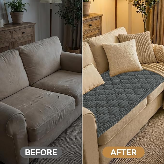 Smiry Couch Cover for Dogs Washable, Non Slip Fuzzy Pet Sofa Protector | Soft Thick Furniture Cover for Sofa, Loveseat and Sectional, Scratch & Pet Hair Resistant (Dark Grey, 35.4" x 95") - Image 7