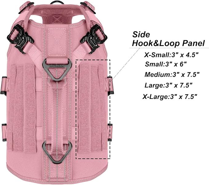 ICEFANG No Pull Tactical Dog Harness for Small Dogs,Adjustable Dog Vest | Control Handle,MOLLE Panel,Front Hook,3 Leash Clips,Soft Padded,for walking training,Pink,Small - Image 3