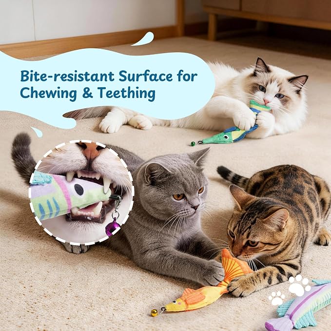 Catnip Toys, [12000mg] Extra Large Toys for Indoor Cats with Removable Bell, 100% Natural North American Catnip Floppy Fish Cat, Crinkle Sound & Soft Cotton-Free Surface - Image 5