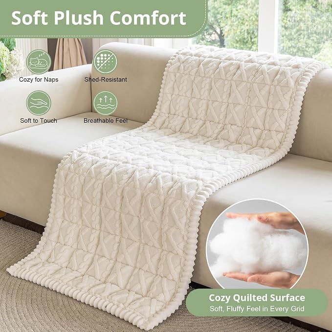 OstepDecor Couch Cover for Dogs, Washable Non Slip Sofa Cover for Pets | Soft Couch Covers for Sofa, Loveseat and Sectional, Furniture Protector Against Pet Hair & Dirt (35.4" x 35.4", Cream) - Image 6