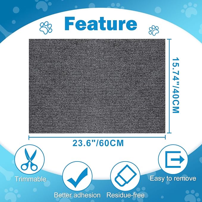 ENONCI 23.6x15.8 Cat Scratcher Mat, Self-Adhesive Cat Scratch Furniture Protector - Image 8