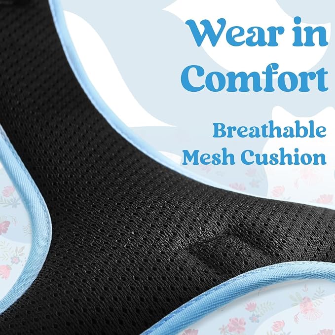 rabbitgoo Dog Harness for Large, Updated Easy On & Off with 3 Buckles | No Pull No Choke, Walking with 2 Clips and Handle, Adjustable Soft Reflective, Floral Blue, X-large - Image 7