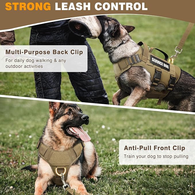 Service Dog Vest Harness for Medium Dog, Tactical Working MOLLE Vest with 10 Pet Patches, No Pull Heavy Duty Harness for Training Walking - Image 4