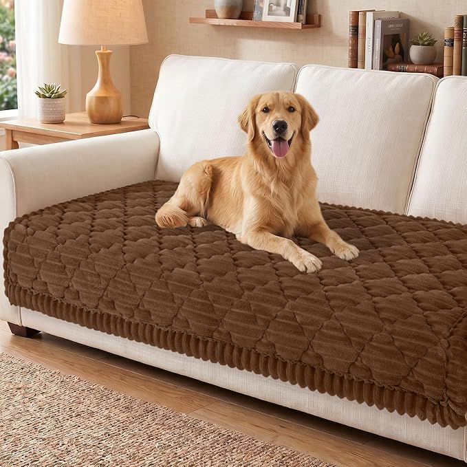Smiry Couch Cover for Dogs Washable, Non Slip Fuzzy Pet Sofa Protector | Soft Thick Furniture Cover for Sofa, Loveseat and Sectional, Scratch & Pet Hair Resistant (Chocolate, 35.4" x 70.9") by Smiry