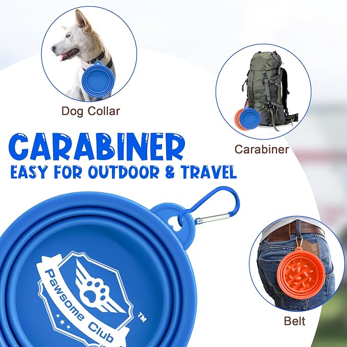 Large Collapsible Dog Bowls (34oz), 1 Pack Pet Travel Foldable Bowl with Carabiners, Healthy, Soft Silicone, Portable Essential Set for Walking, Travel, and Hiking (Blue) - Image 5