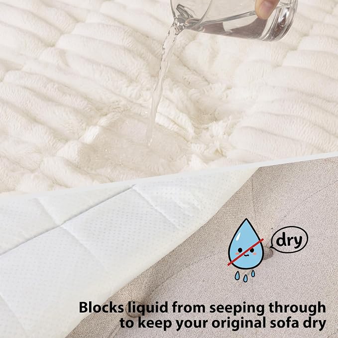 Fixwal Waterproof Flannel Dog Couch Cover, 27.6" x 27.6", White | Integrated TPU Barrier, Non-Slip Backing, Machine Washable, Pet Friendly, Easy Clean Pet Hair, Soft Sofa Cushion Protector - Image 4