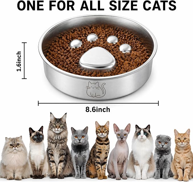 Stainless Steel 2‑in‑1 Double‑Sided Slow Feeder Bowl | 2 Cups Capacity, Non‑Slip Dish for Fast Eaters, Anti‑Gulping Pet Bowl for Small Medium Dogs & Cats, Dishwasher Safe - Image 3