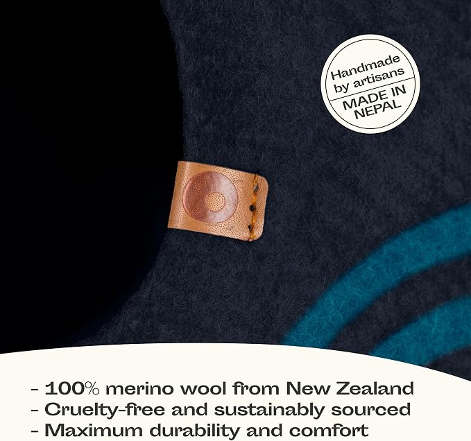 Cat Cave - Merino Wool Bed for Indoor Cats (Back Aqua, Medium) | Cat Bed Enclosure, Premium Felt, Handmade, Super Soft, Lightweight, Breathable, Adjustable Shape - Image 3